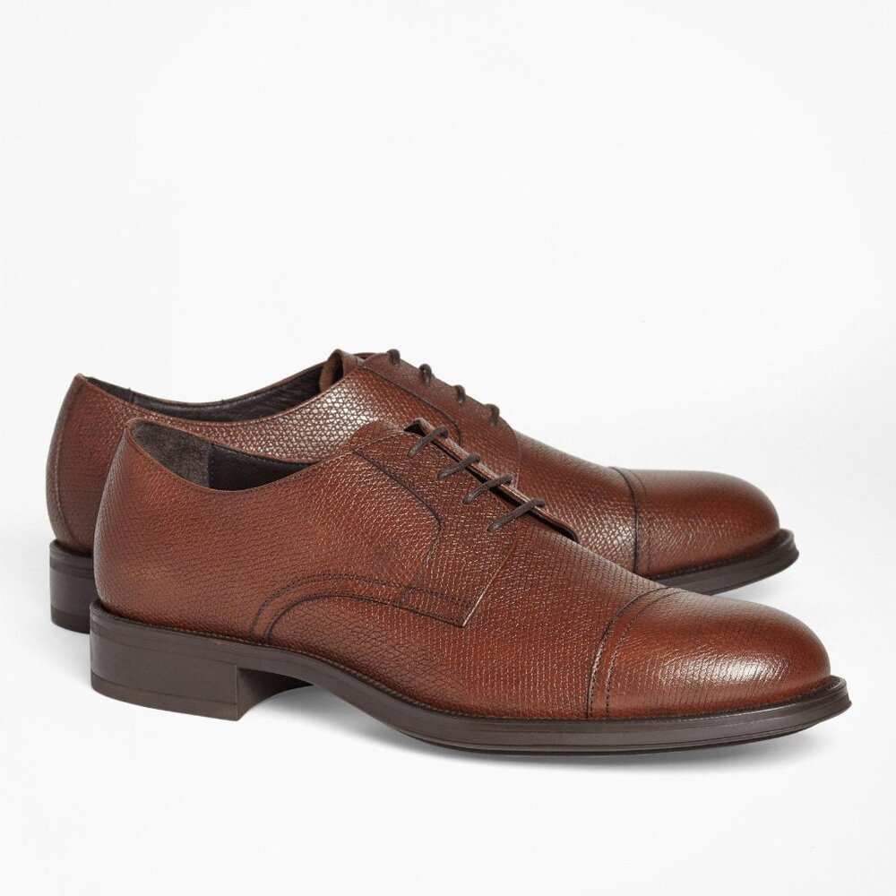 *NEW* Brooks Brothers Men's 1818 Footwear Textured Pebbled Leather Captoes